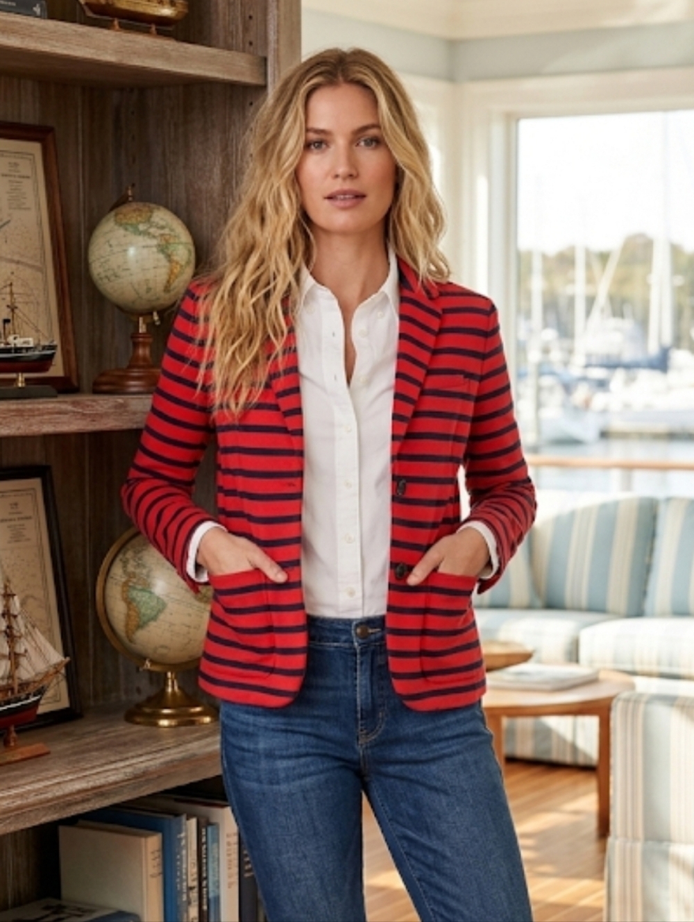 Gap Ponte Stripe Academy Blazer Size 2